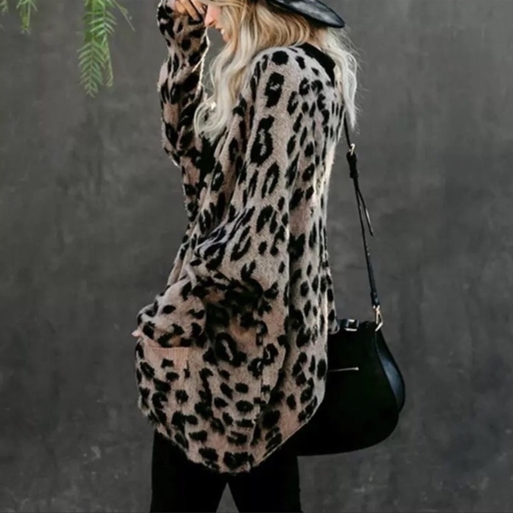 Restocked!!! Fuzzy Leopard Oversized Cozy Cardigan - Picture 5 of 5